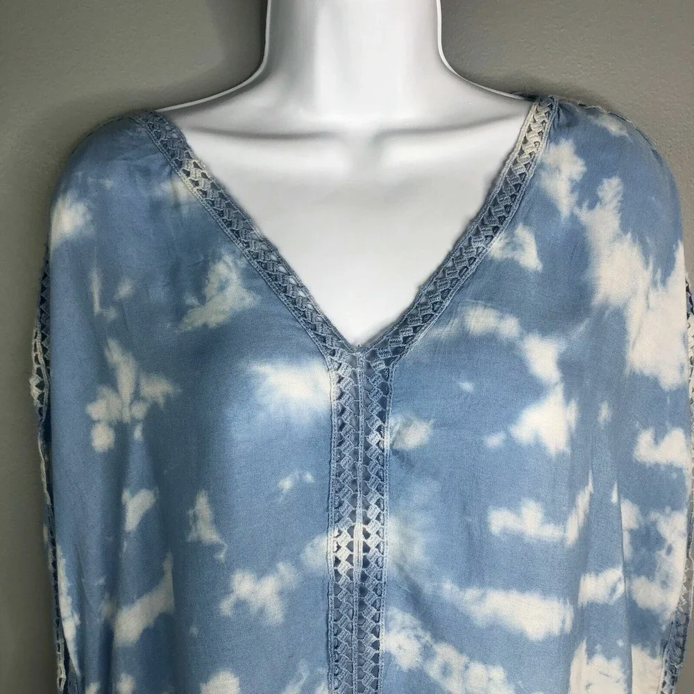 Raviya Tie-Dye Tunic Swimsuit Cover-Up Blue White‎ Women's Size Medium NEW